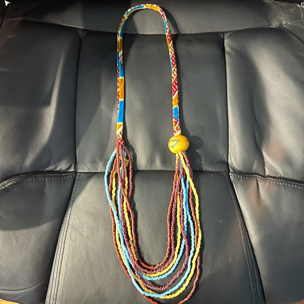 Anthropologie Boho Beaded Necklace.  Multi-colored.  17" drop. Gently Used.